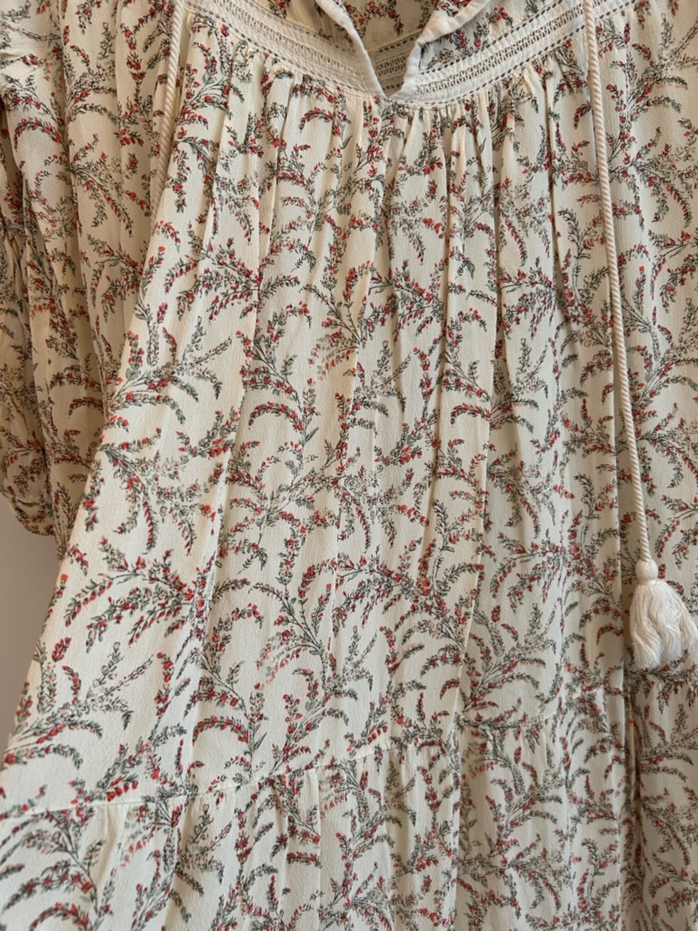 ba&sh Cream flowy dress with Red Floral Print - Picture 7 of 7